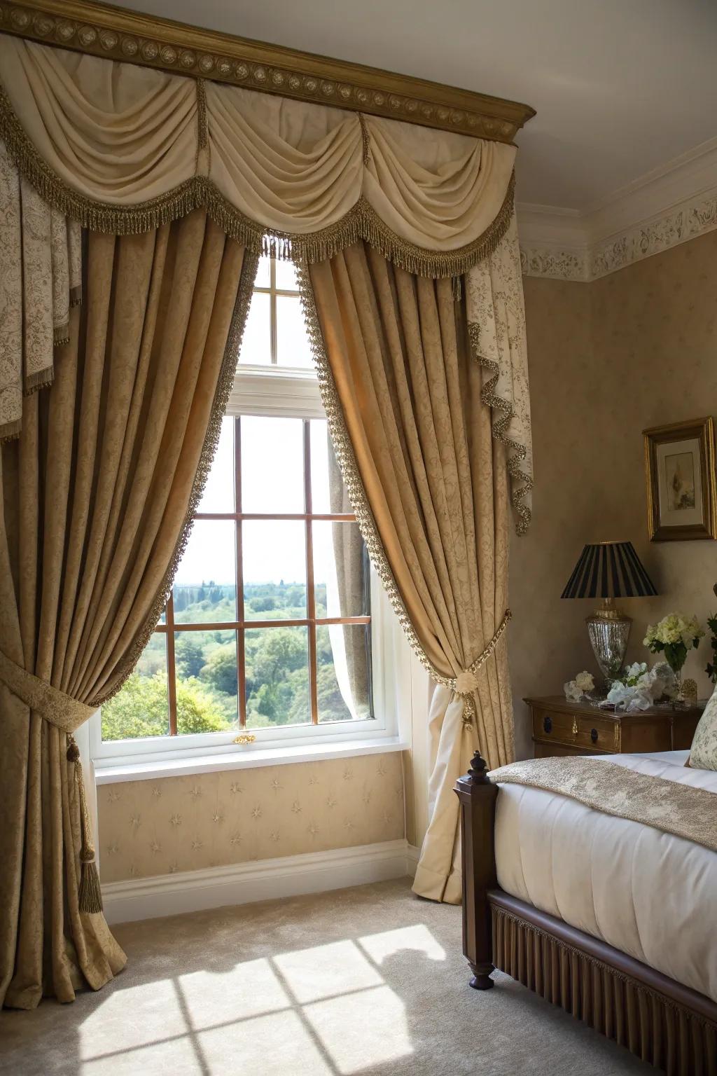 Curtains combined with top treatments create a classic and elegant feel.