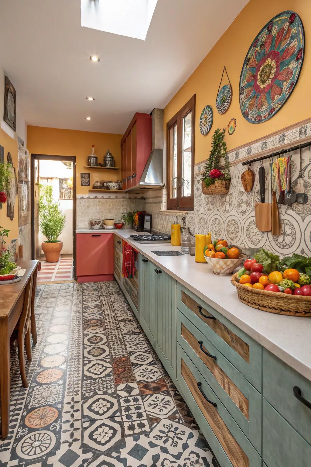 Decorated tiles add a playful and artistic flair to any space.