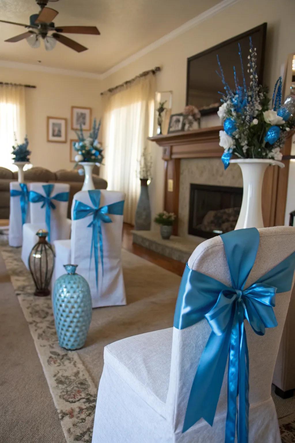 Refined azure band and bow highlights for Christmas