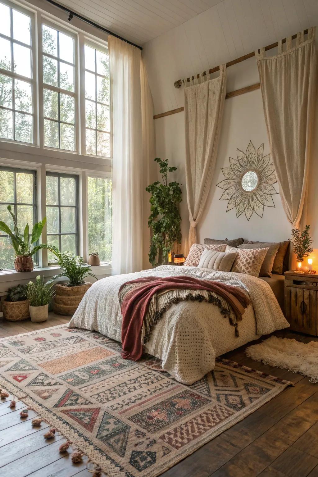 Natural light illuminates the beauty of boho decor.