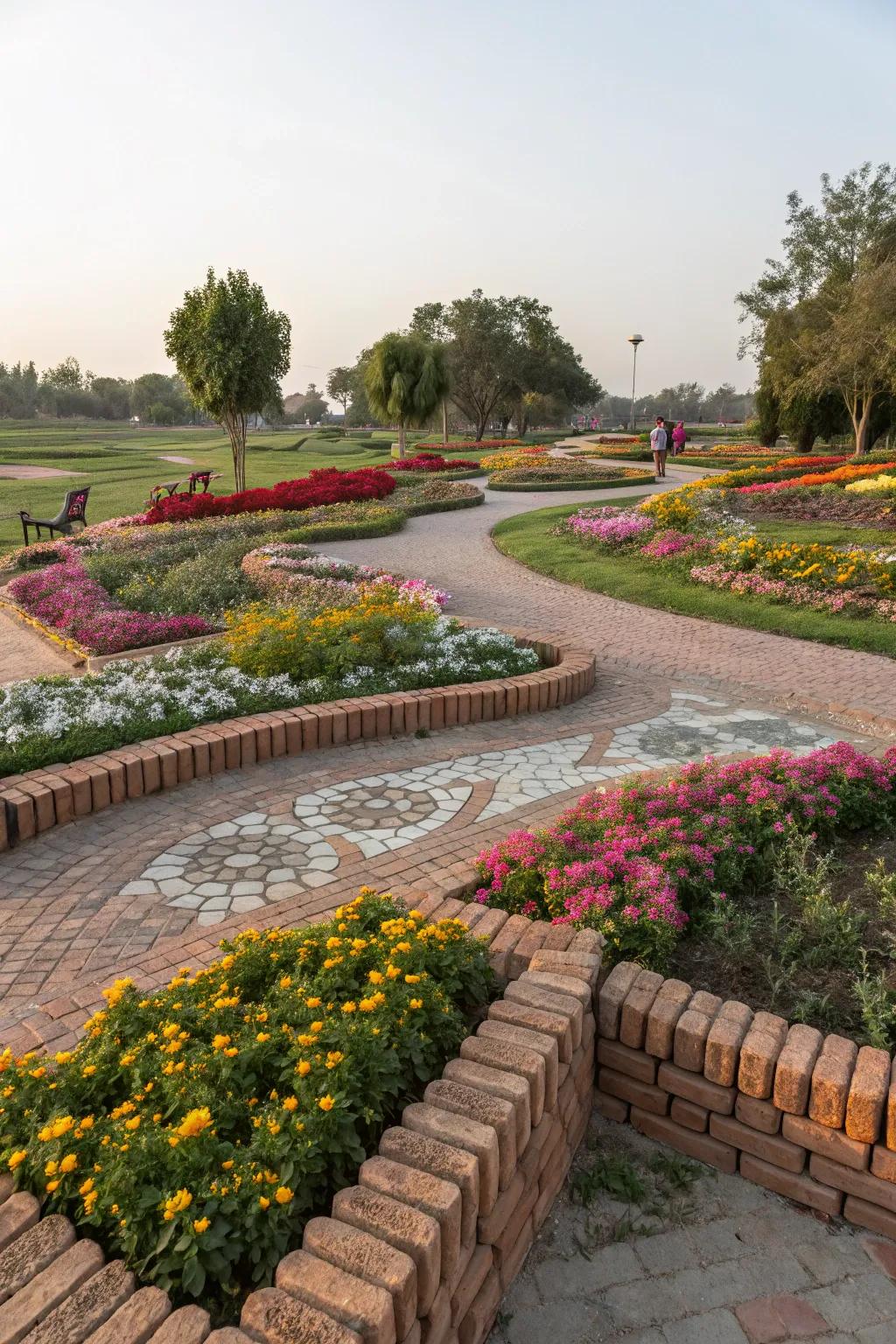Disparate blockwork categories impart unparalleled character to flora containers.