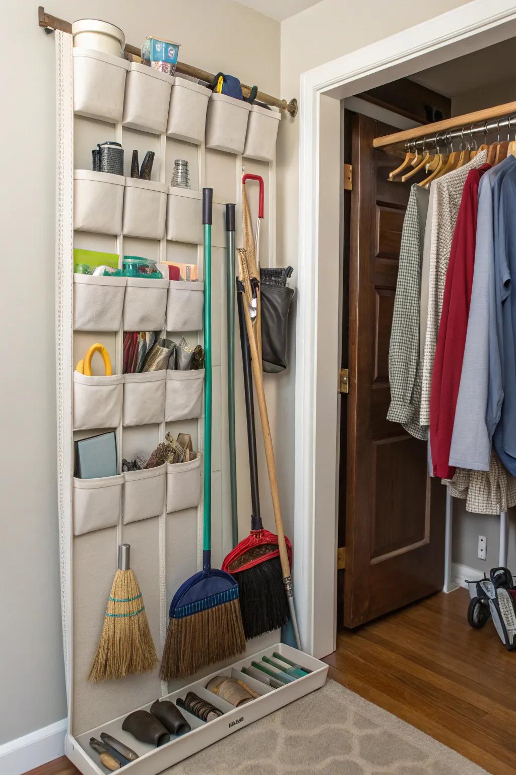 Alter shoe organizers into savvy storage solutions for cleaning tools.