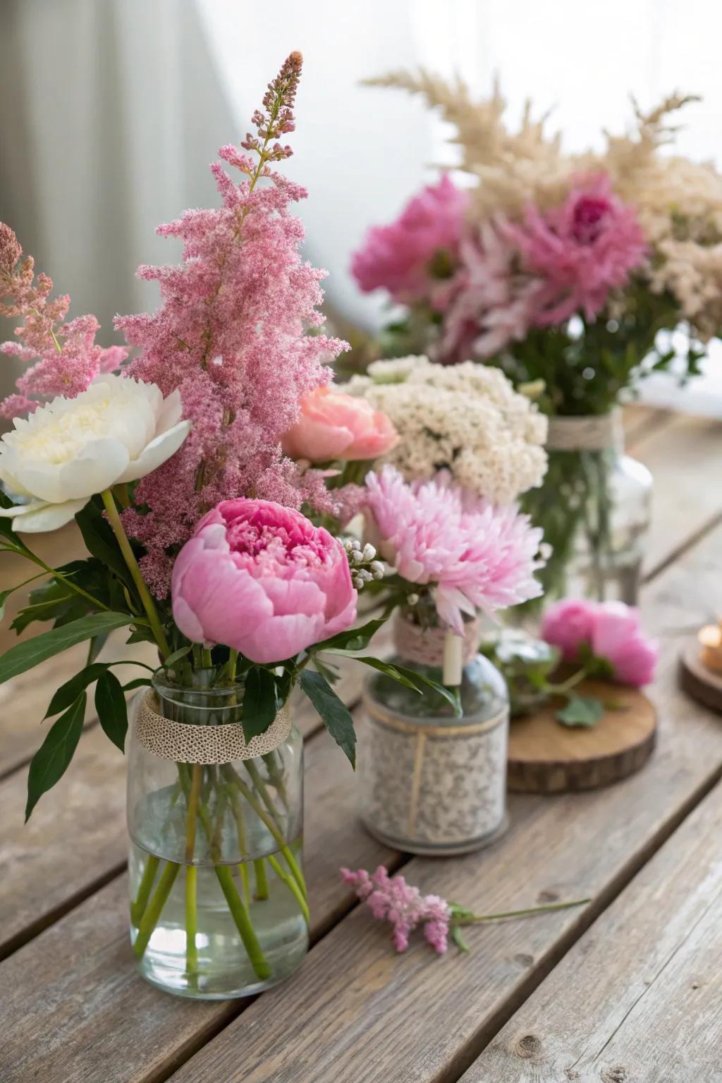 Play with textures for a visually stunning arrangement.