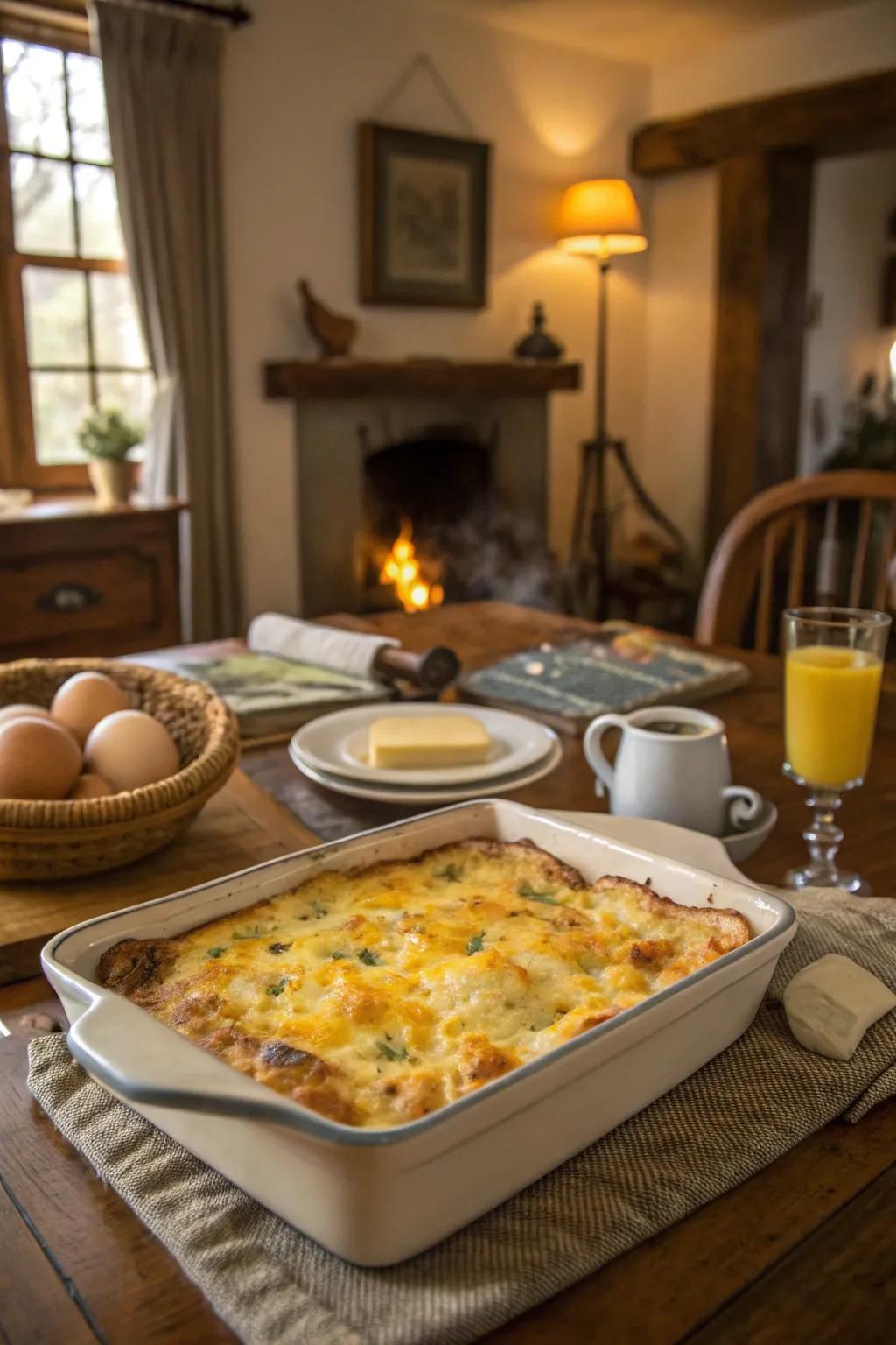 A savory breakfast casserole, setting the stage for a great day.