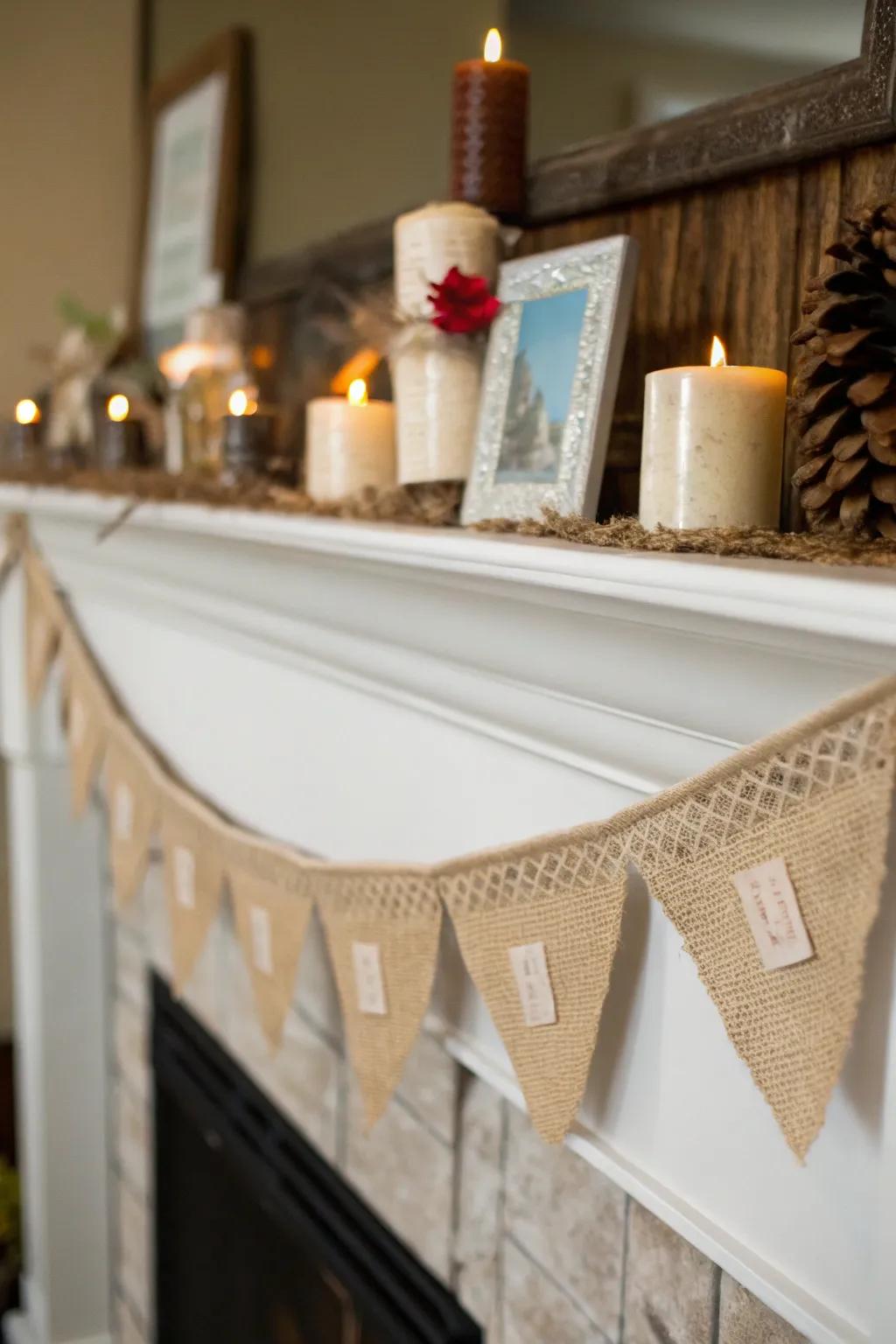 Hessian streamers deliver a festive flair to your ornamental layout.