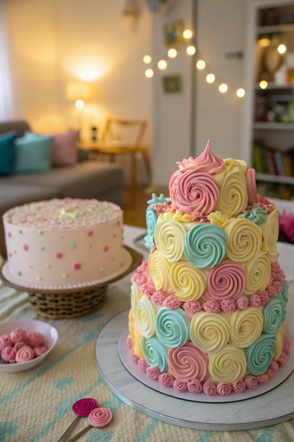 Playful spins and twirls for a fun buttercream dessert