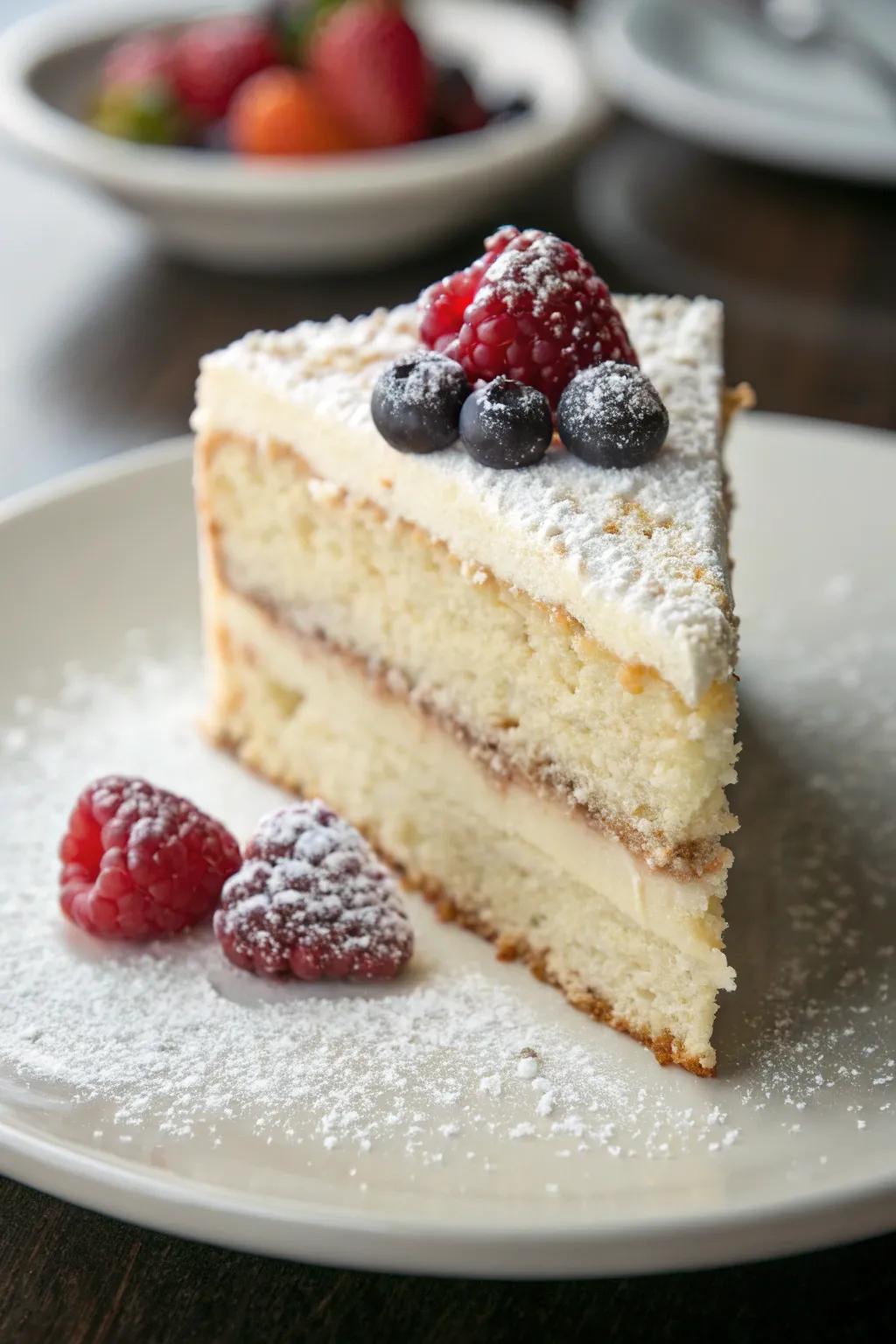 A dusting of powdered sugar introduces a classic and graceful element.