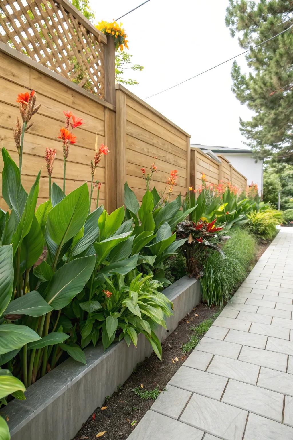 Tall majestic blooms providing natural privacy on a patio.