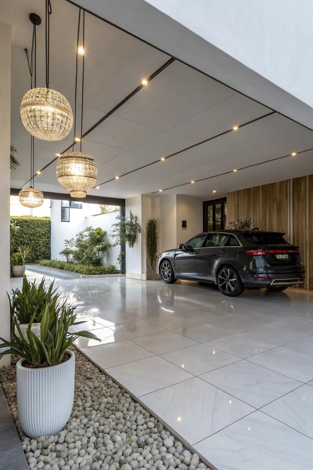 Vitreous tiles add a hint of opulence to your carport.
