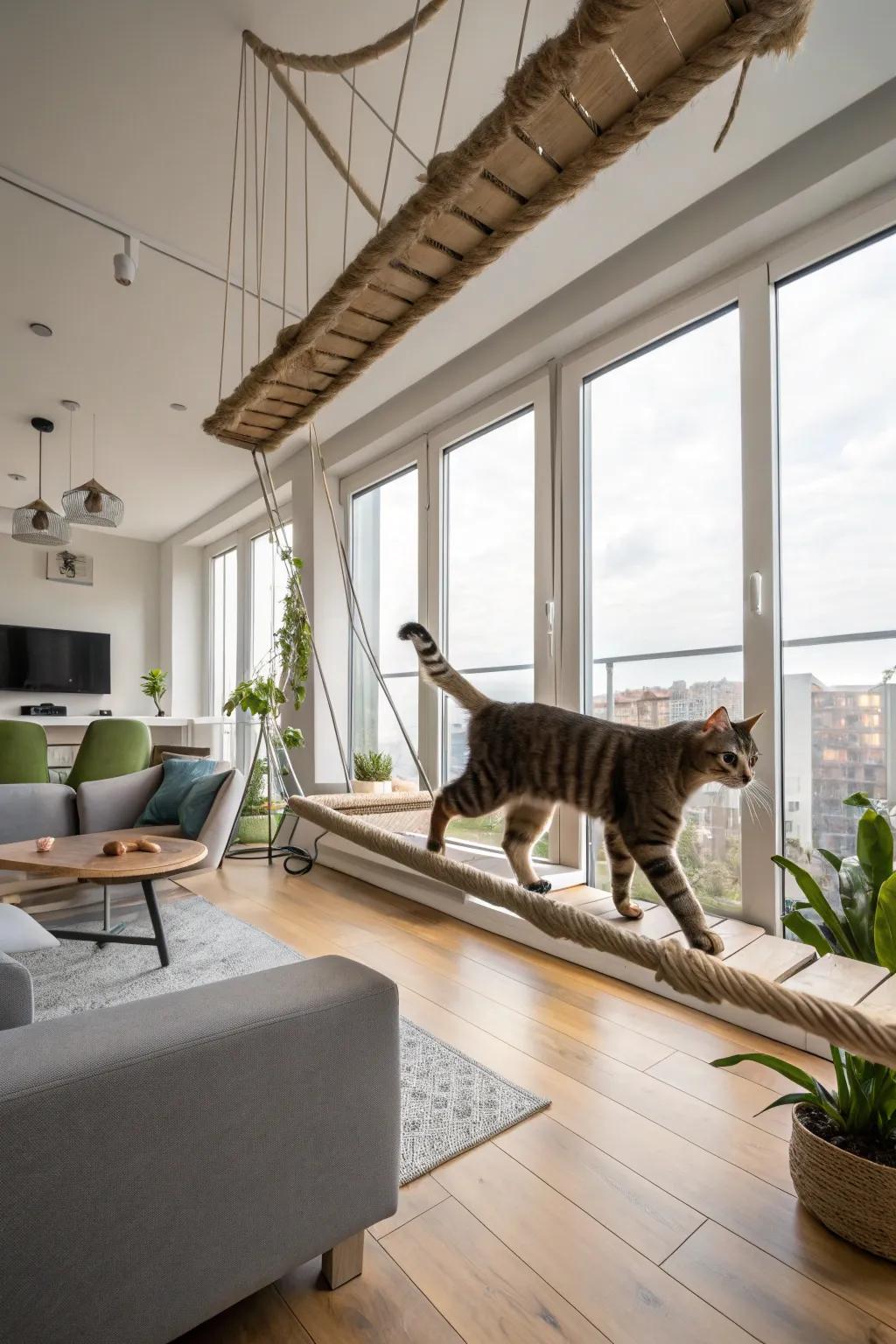 High-rise adventure featuring overhead pathways.