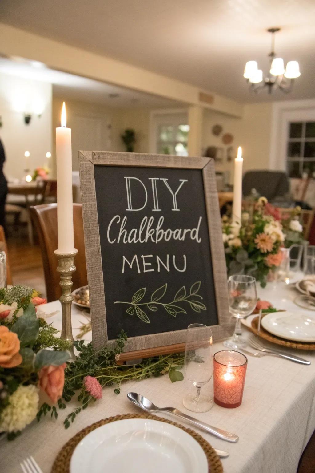 A blackboard option list provides a unique, fashionable element.