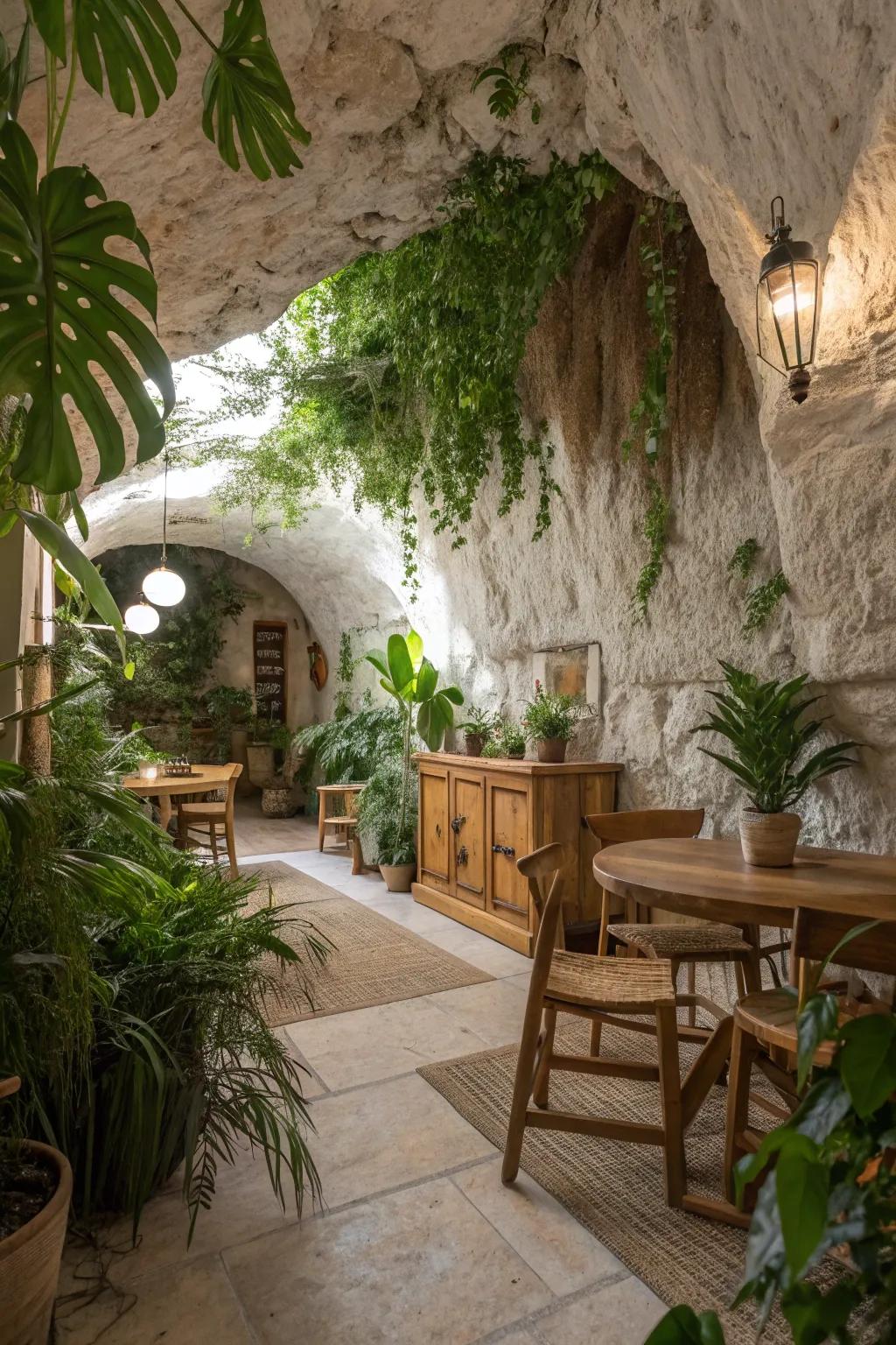 Natural accents bring life to your cave decor.