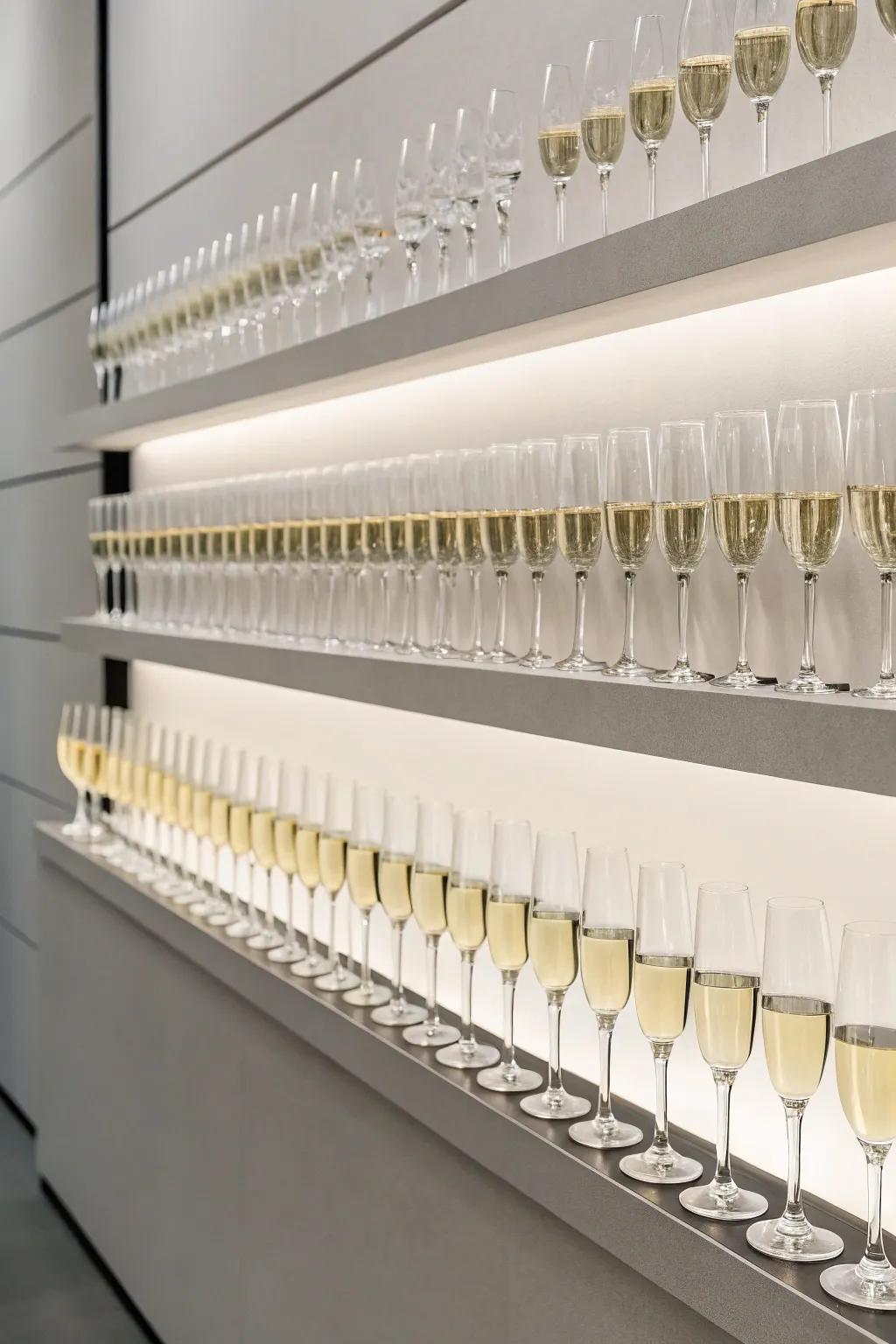 A streamlined and minimalist monochrome sparkling beverage display.