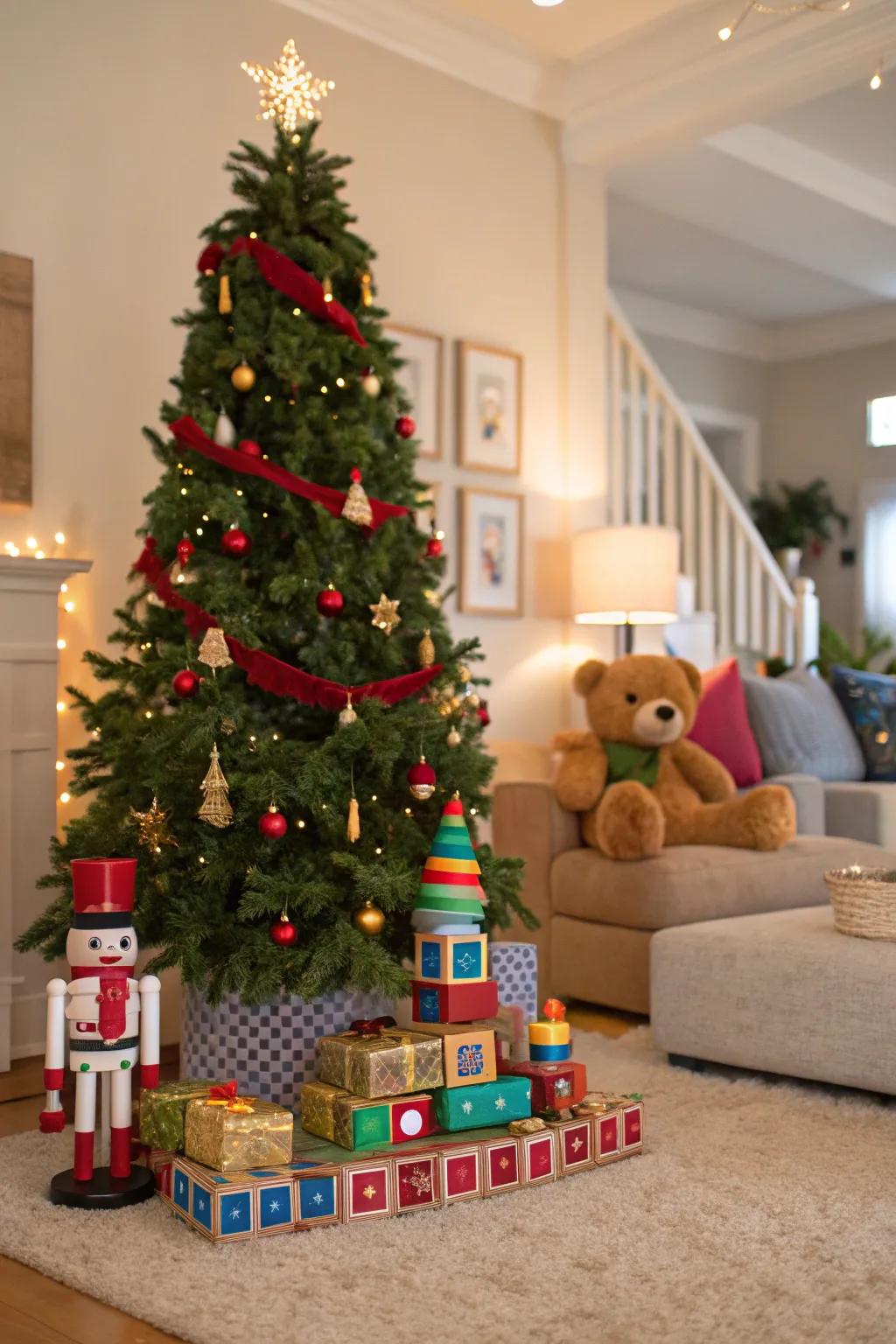 A playtime-themed tree that sparks joy and wonder in all.