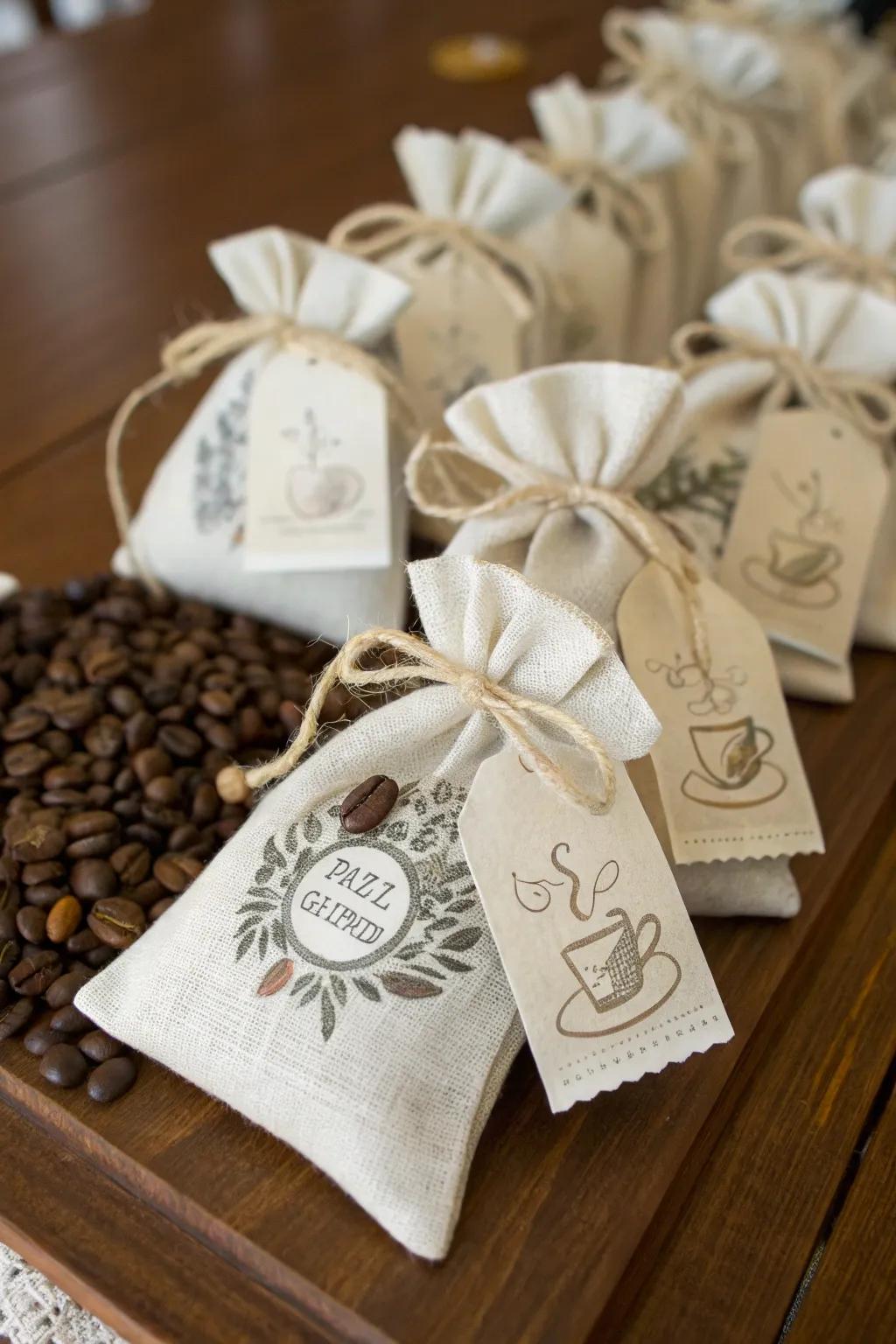 Cloth favor sacks offer both style and sustainability.