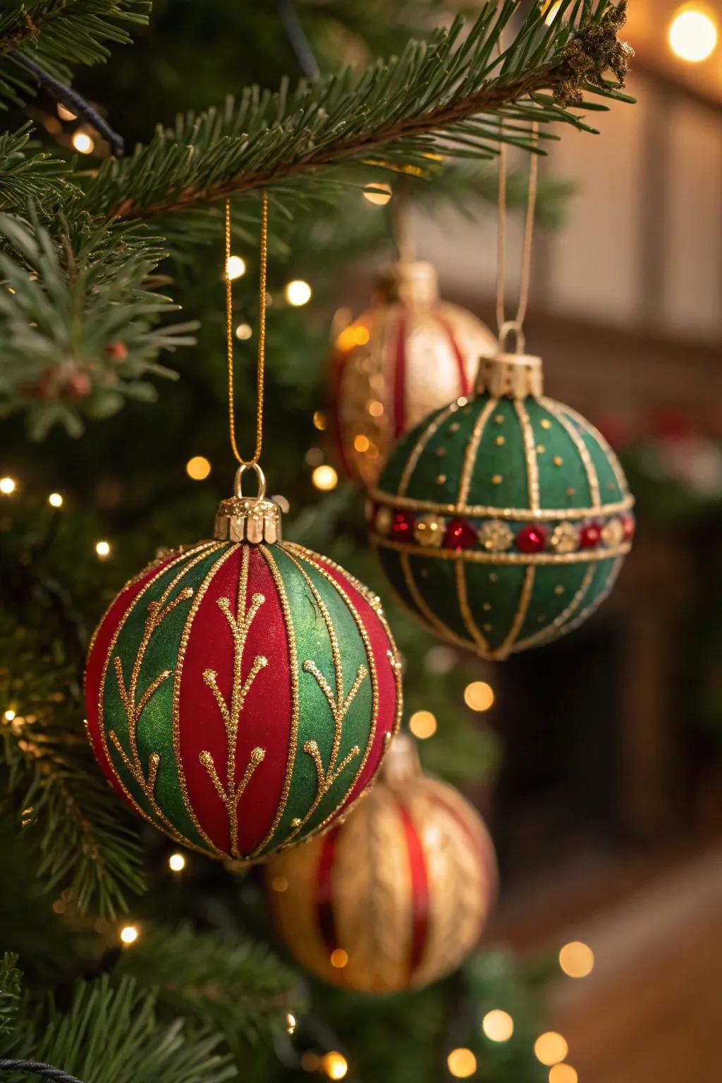 Vintage-esque decorations infuse a nostalgic accent into your evergreen.