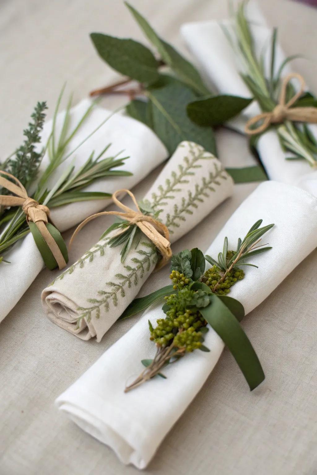 Handmade napkin bands for a personal element.