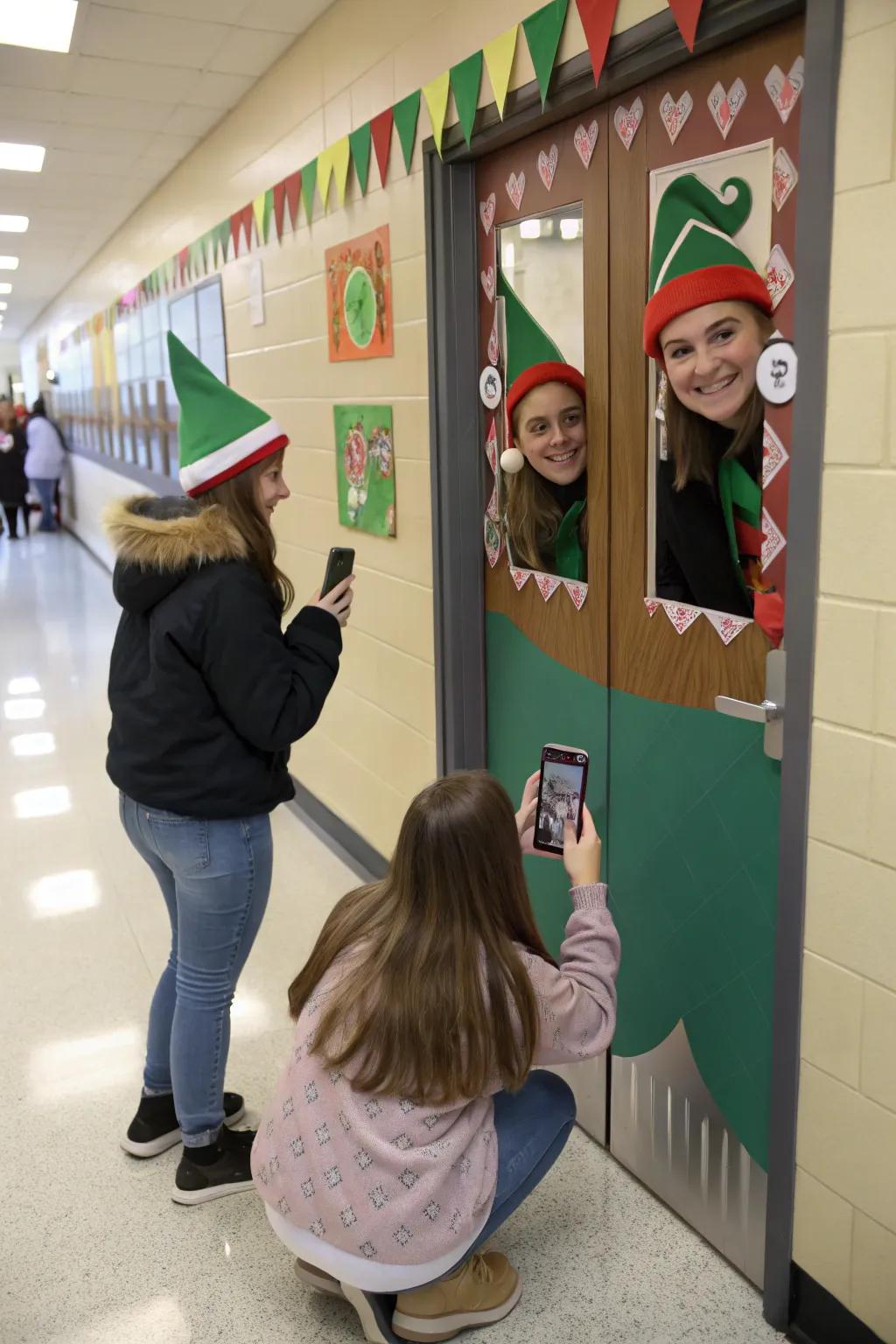 A sprite snapshot station instills amusement into this school portal.