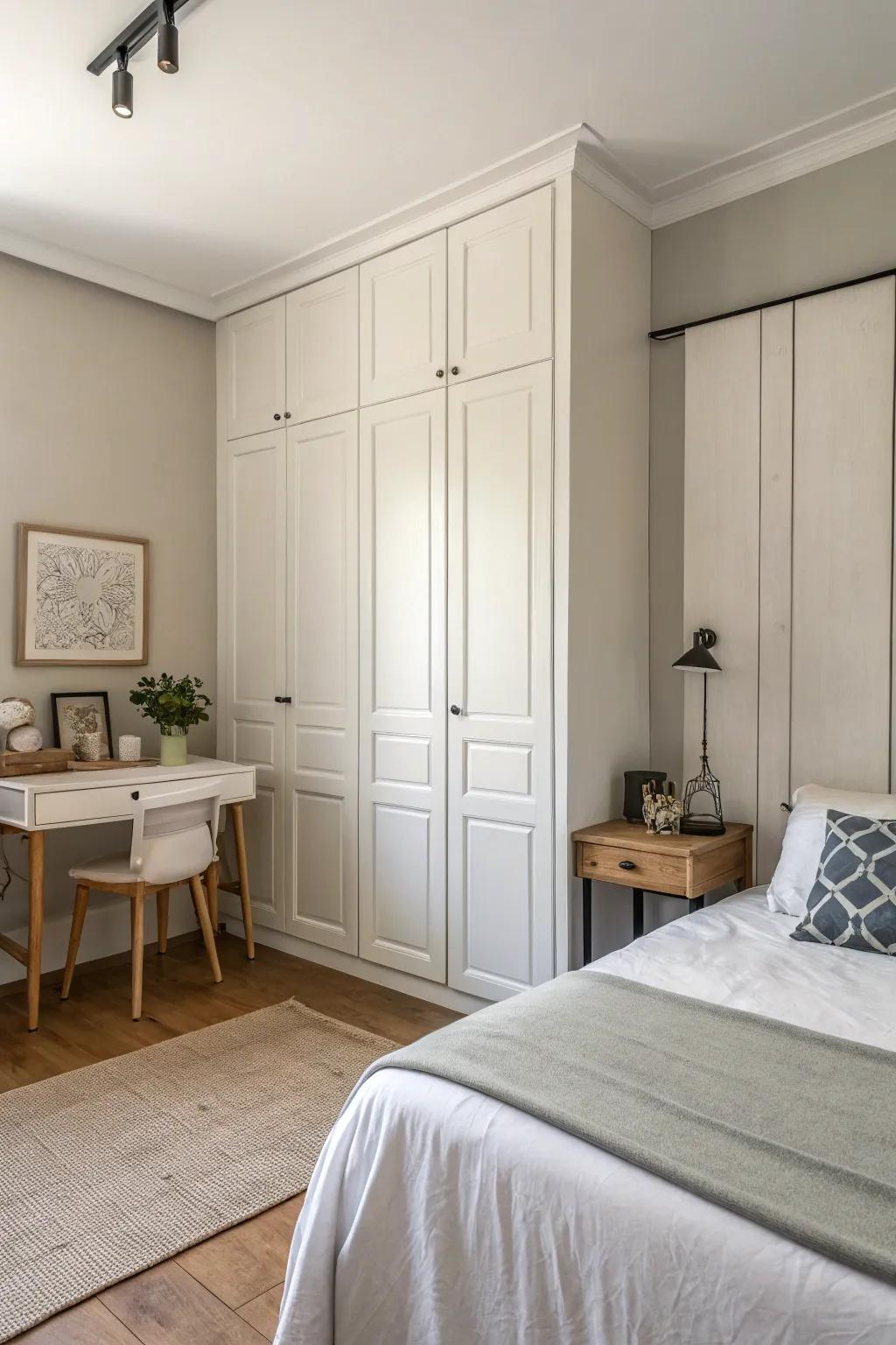 Concealed panels generate a fluid and minimalist ambiance.