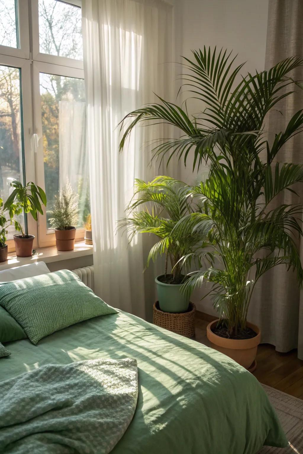 Green plants bring an invigorating touch to coastal décor.