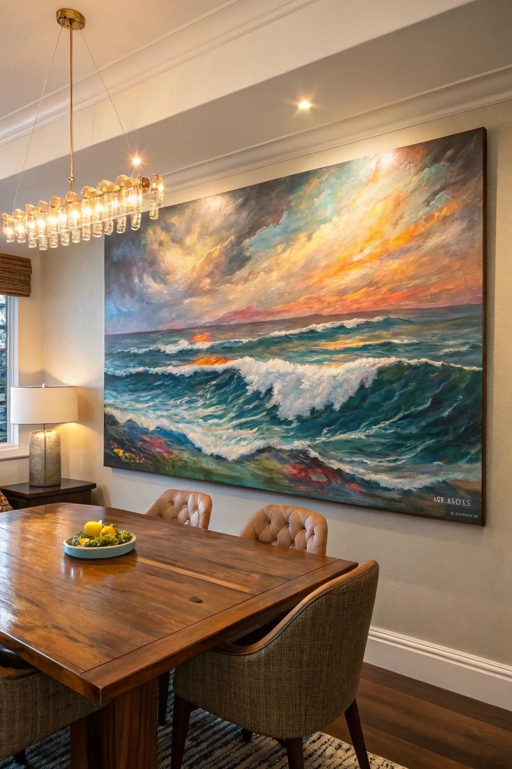 Seaside artwork captures the beauty of the sea indoors.