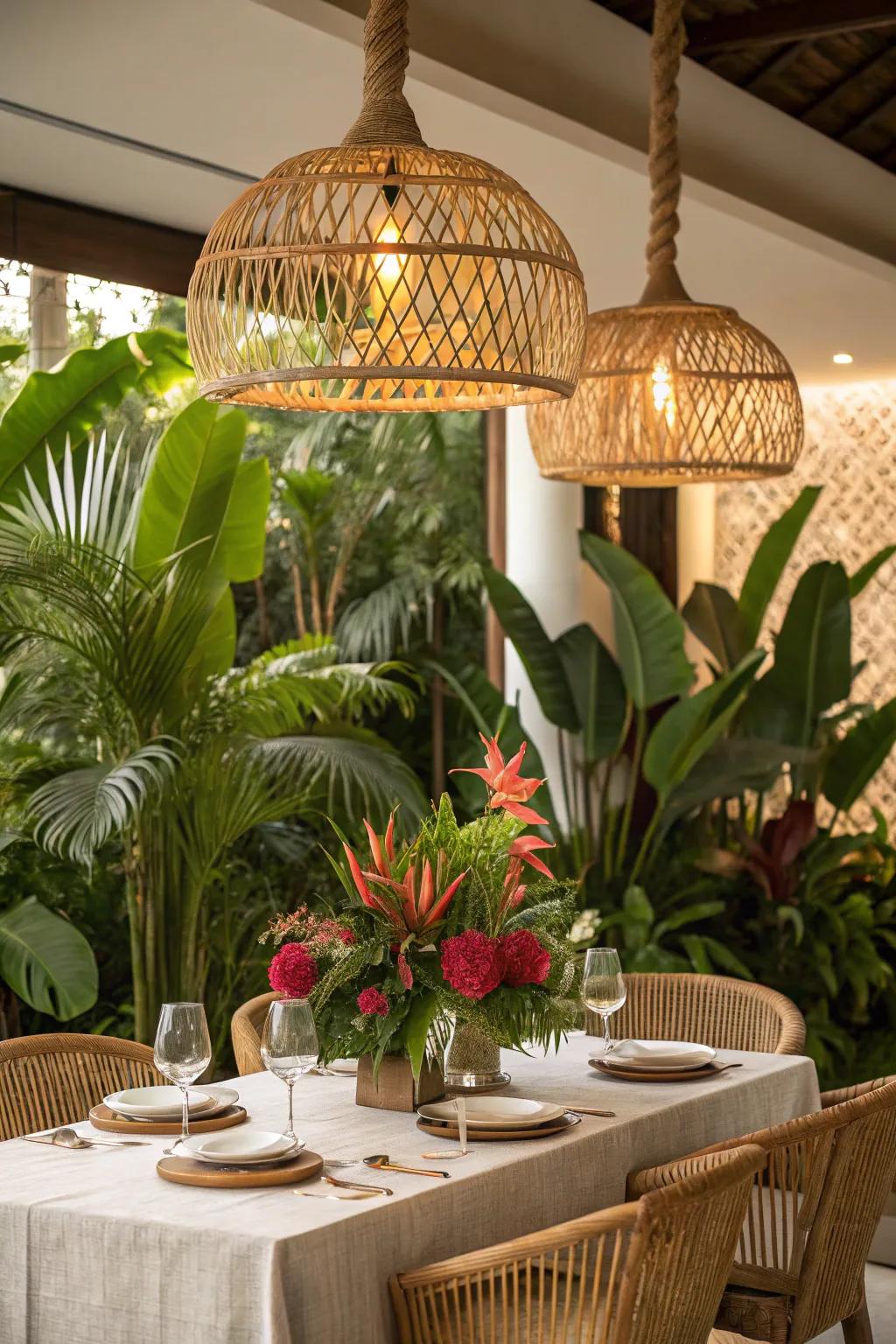 Reed pendants add an exotic, tropical touch to your space.