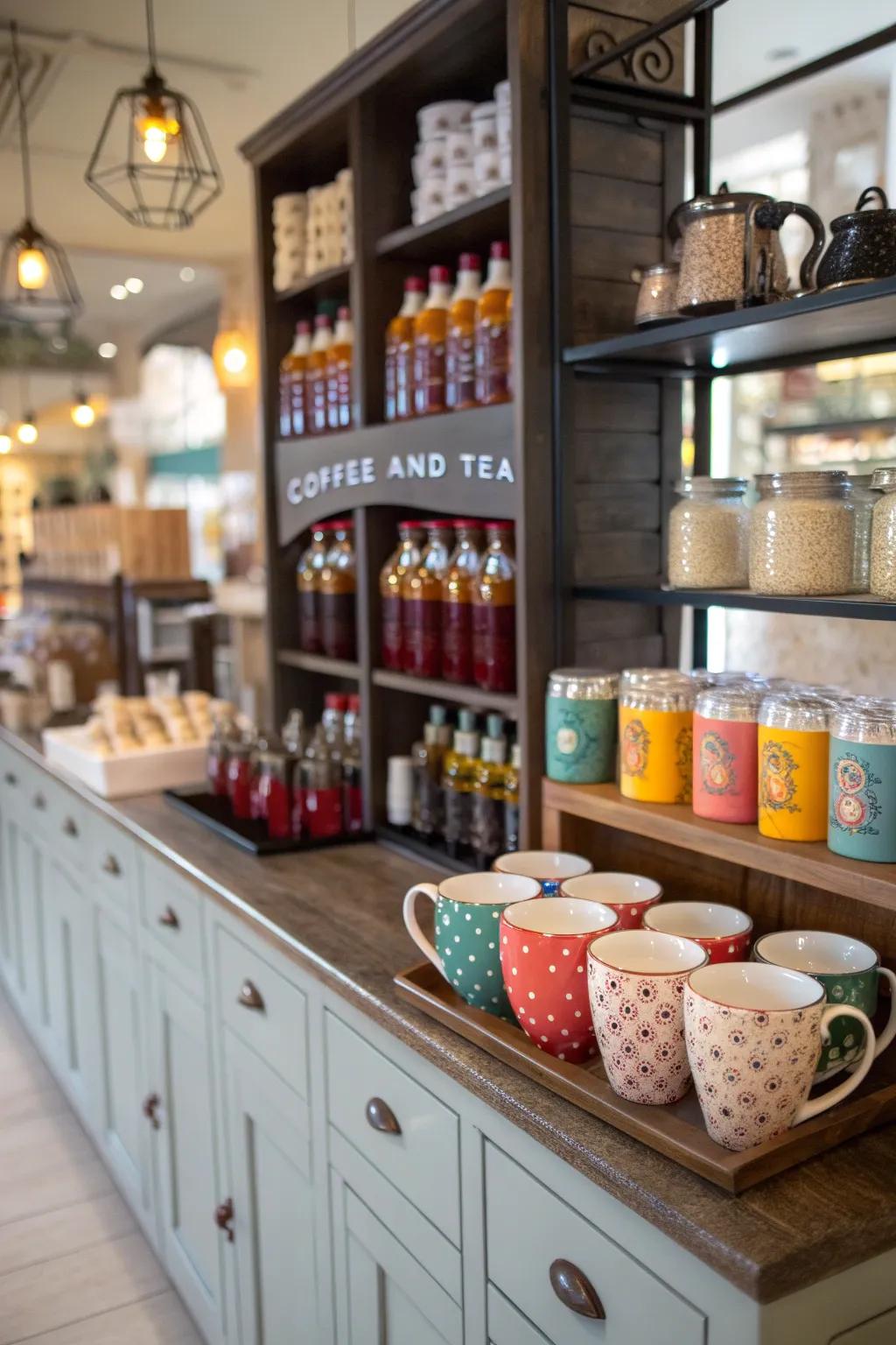 Custom mugs and essences add a personal touch to your coffee and tea adventure.