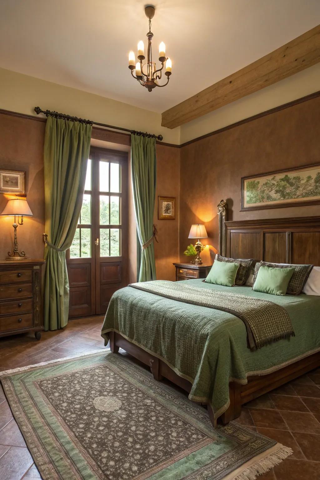 Natural shades create a calming and inviting bedroom.