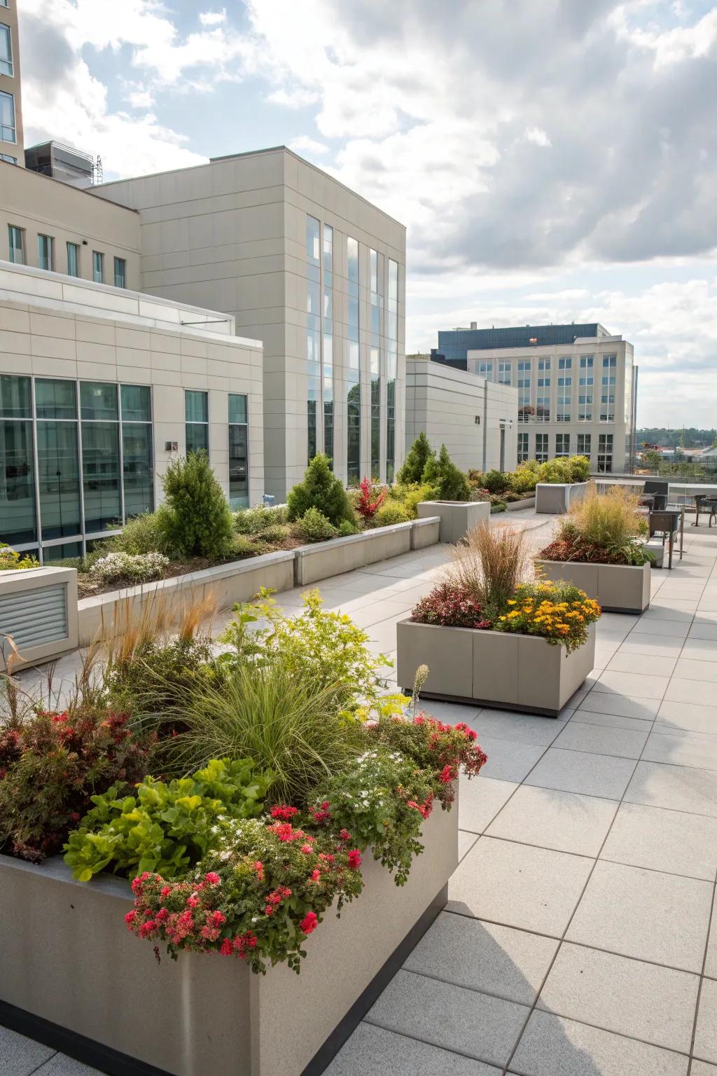 Elevated troughs create depth and focus.