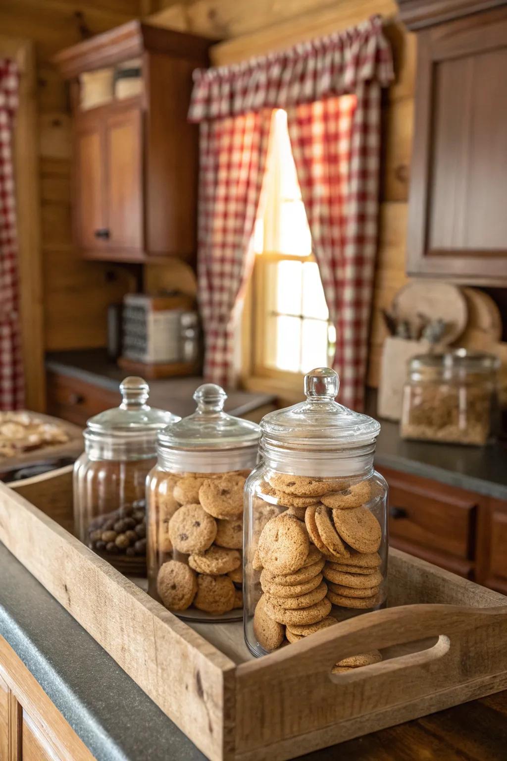 Country-style allure through timber platter presentations.
