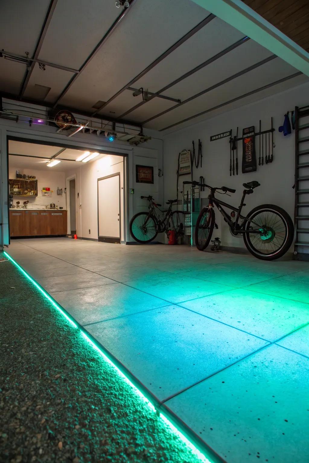 Glow-in-the-dark floors create a captivating effect.