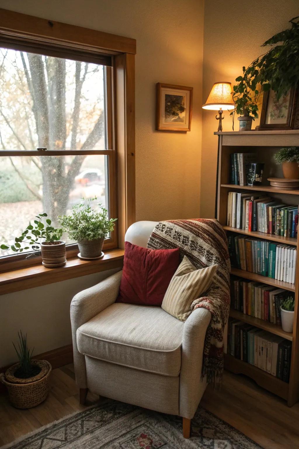 A dreamy comfort corner encouraging relaxation and escape.