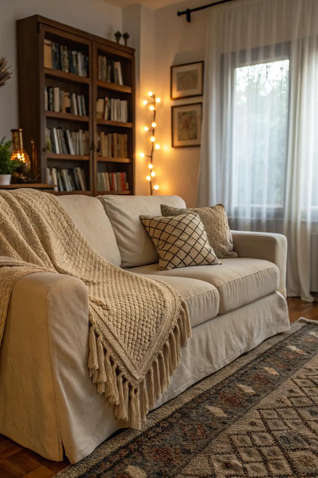 Layering textures enhances the visual attraction of your couch.