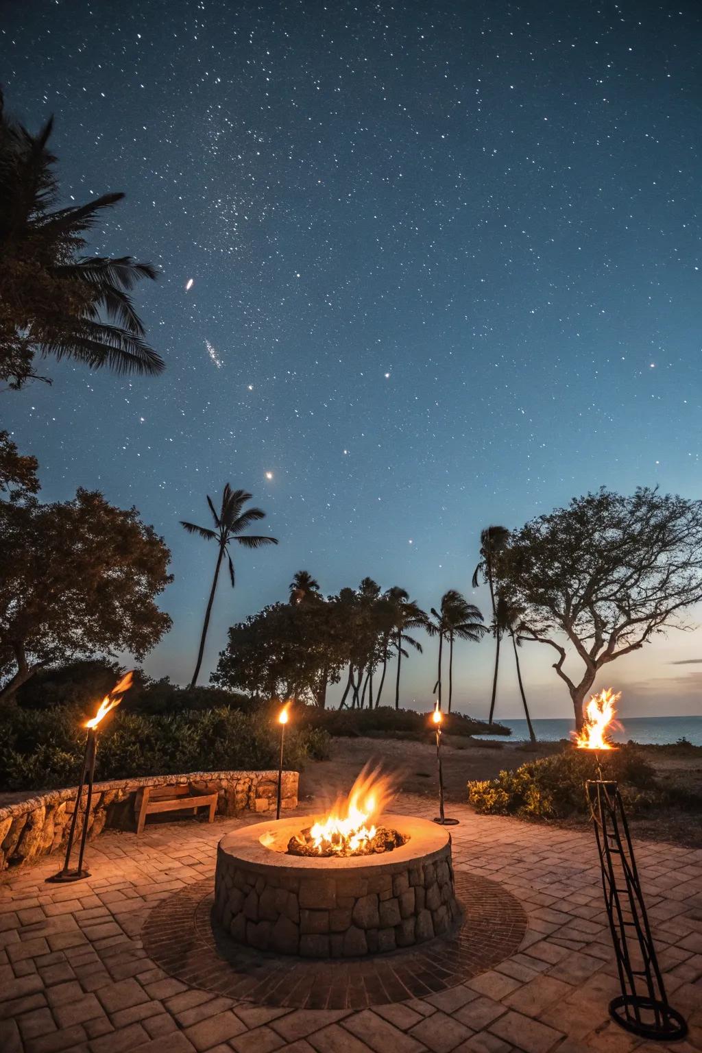 Torches add an exotic and lively atmosphere to your fire pit area.