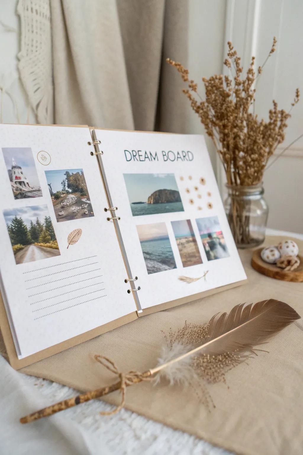 Create your dreams together: A minimalist dream board to inspire your shared journey. ✨