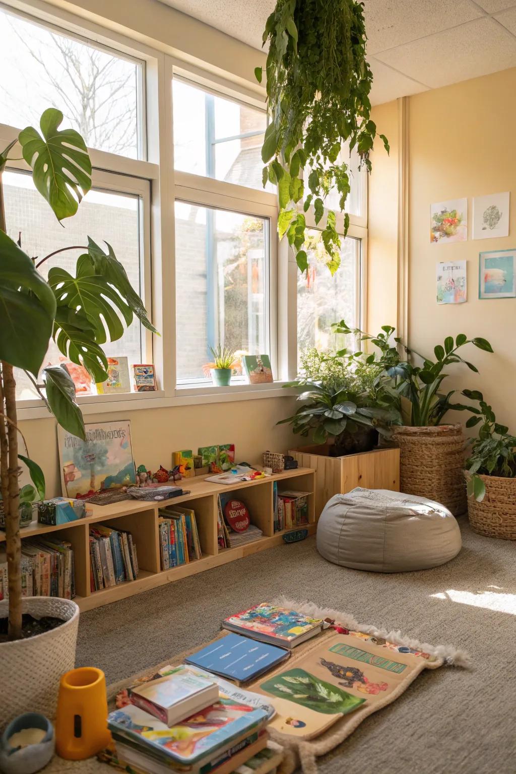 Plants bring nature and peace to the corner.