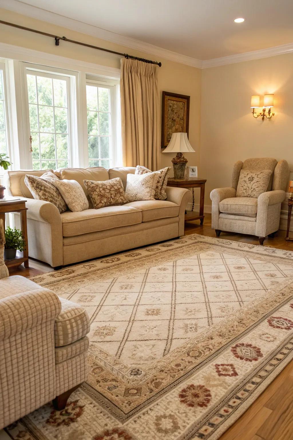 Fabric layers add depth and warmth.