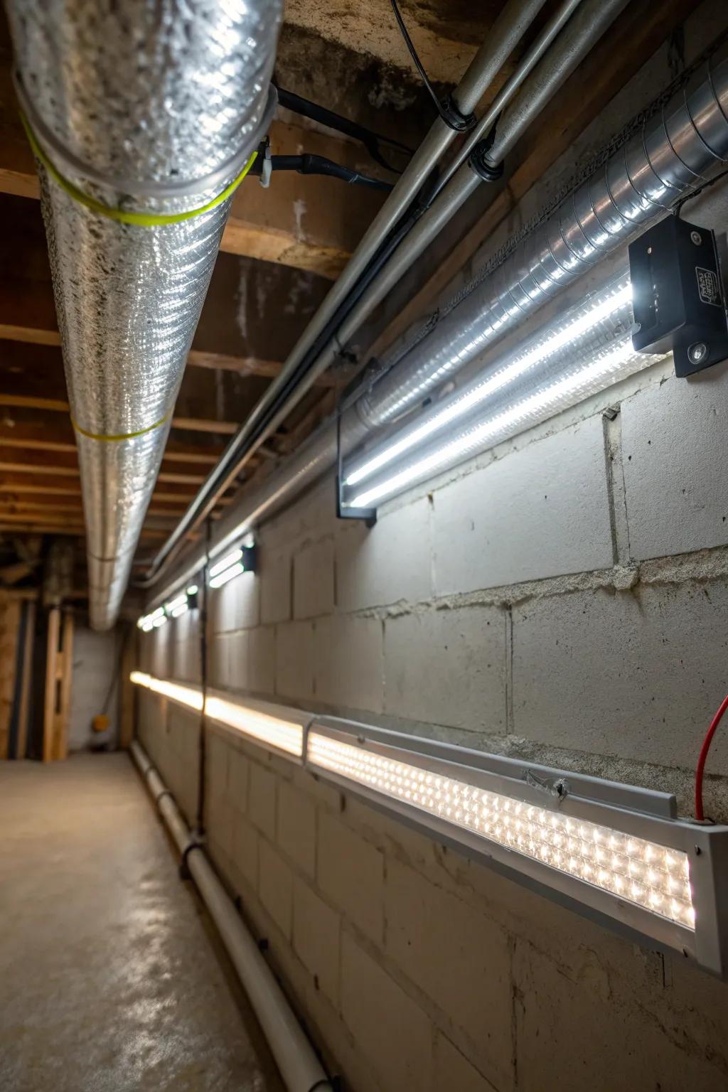 For temporary lighting needs, use magnetic LED bars.