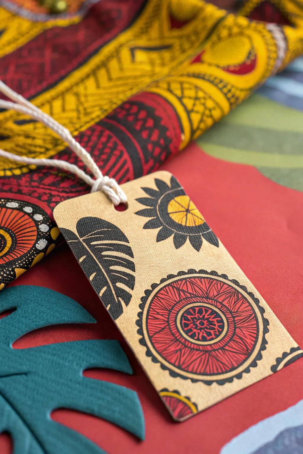 A colorful and textured price label that creates a visually appealing combination.
