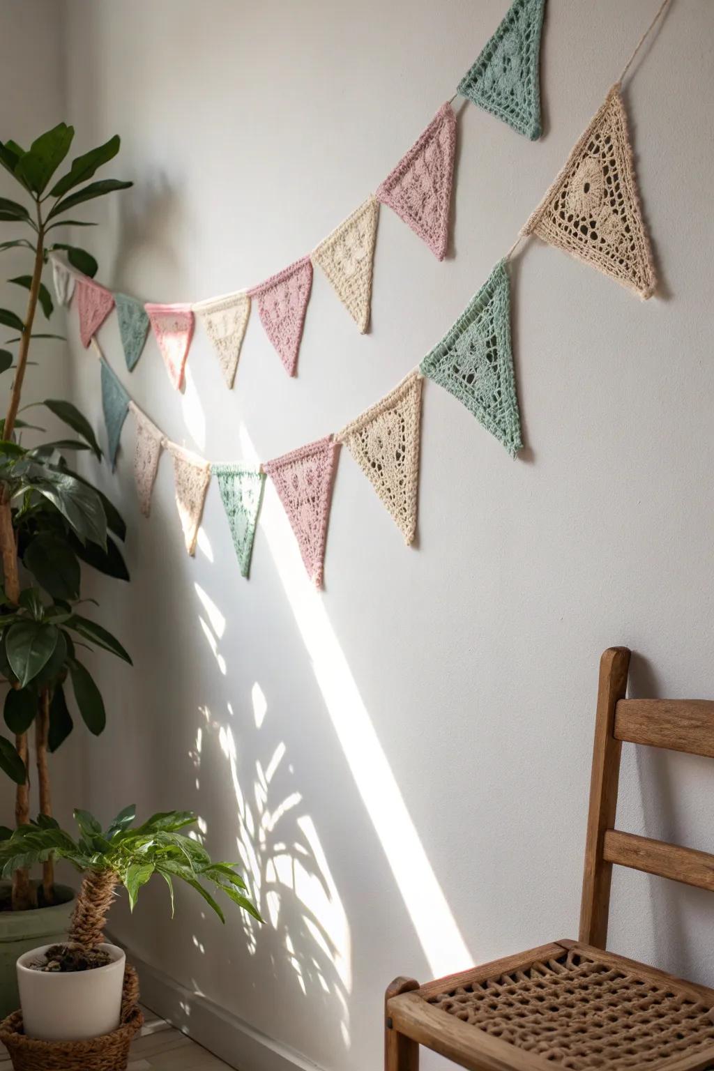 Brighten your space with a touch of handmade charm: colorful crochet bunting.