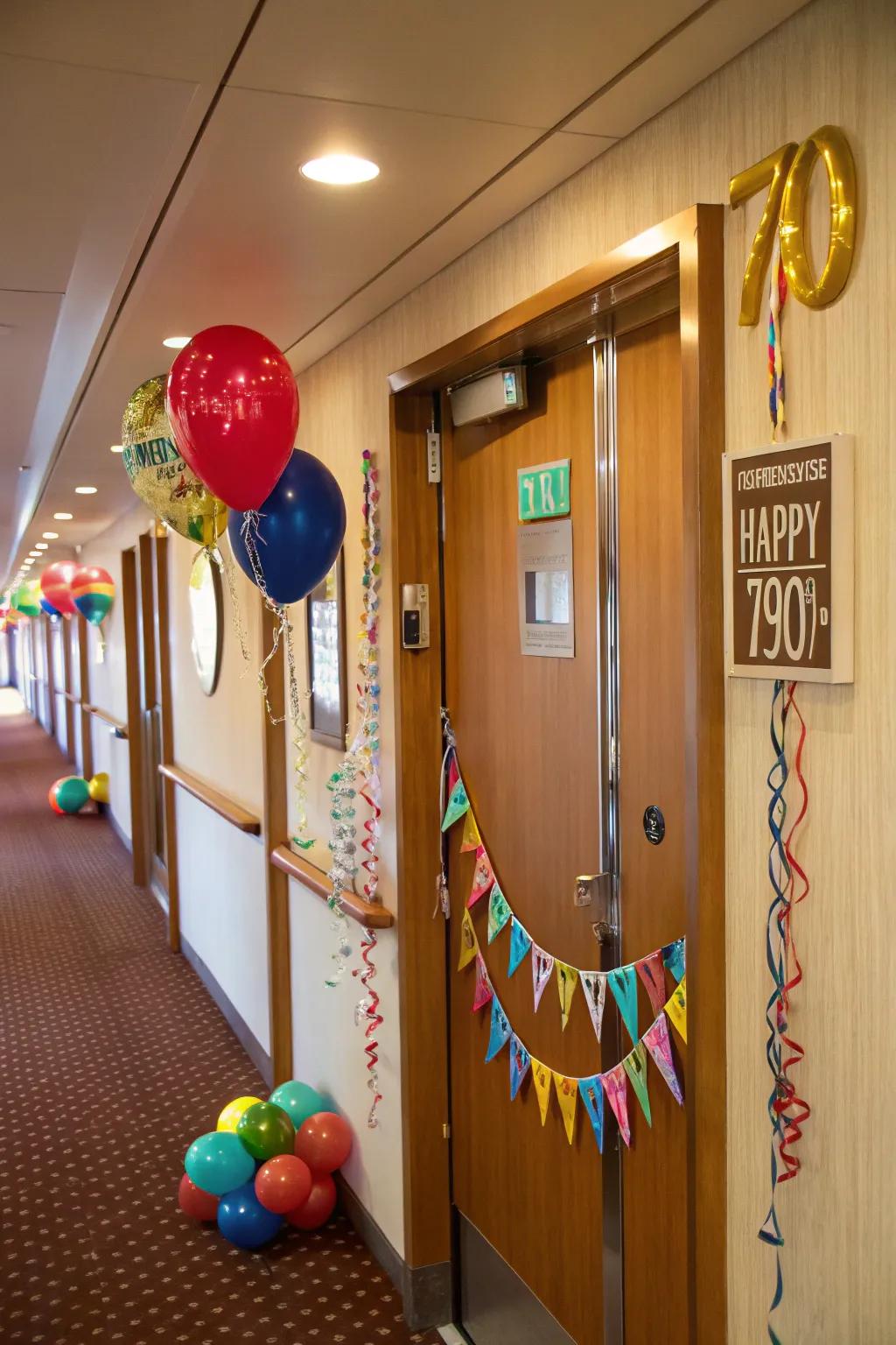 Celebrate moments with cruise door decorations.