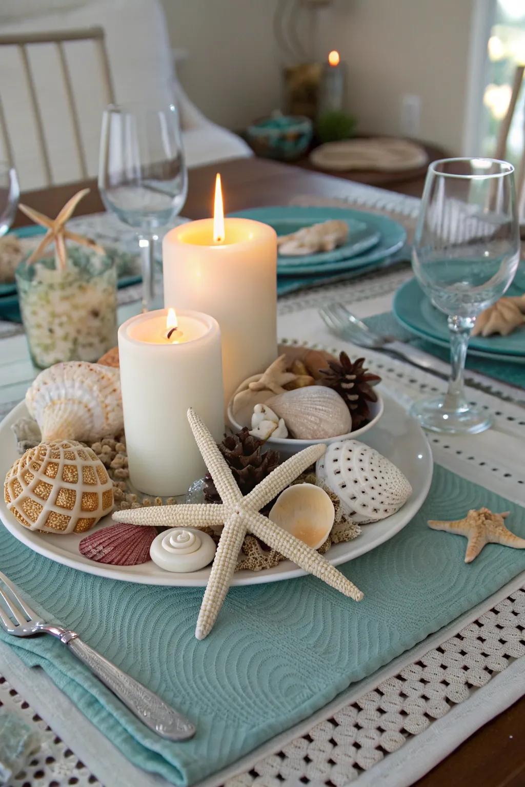 A marine centerpiece that establishes the ambiance for relaxation.