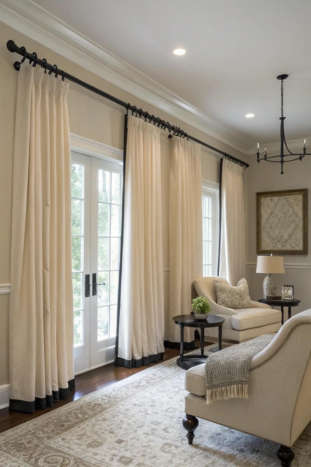 Charcoal curtain rods deliver a bold, refined contrast in any space.