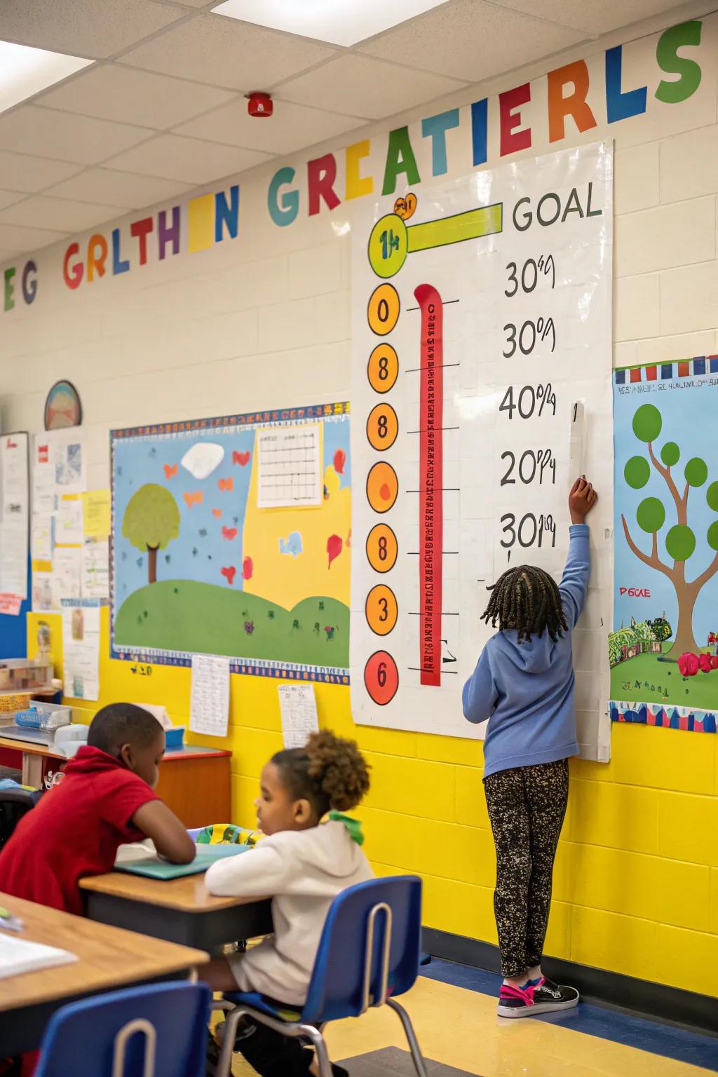 A progress showcase featuring a thermometer visual depicting aspiration progress.