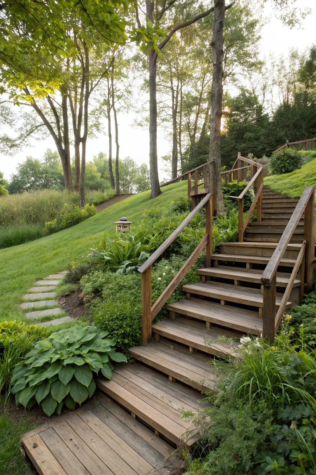 Cultivate a seamless connection with integrated stairs.