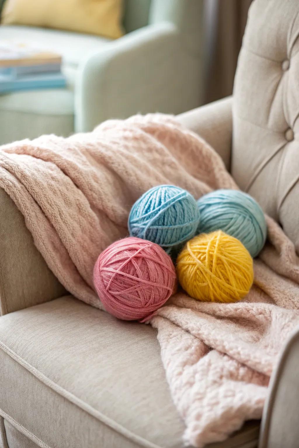 Yarn-encased orbs contributing snug consistency