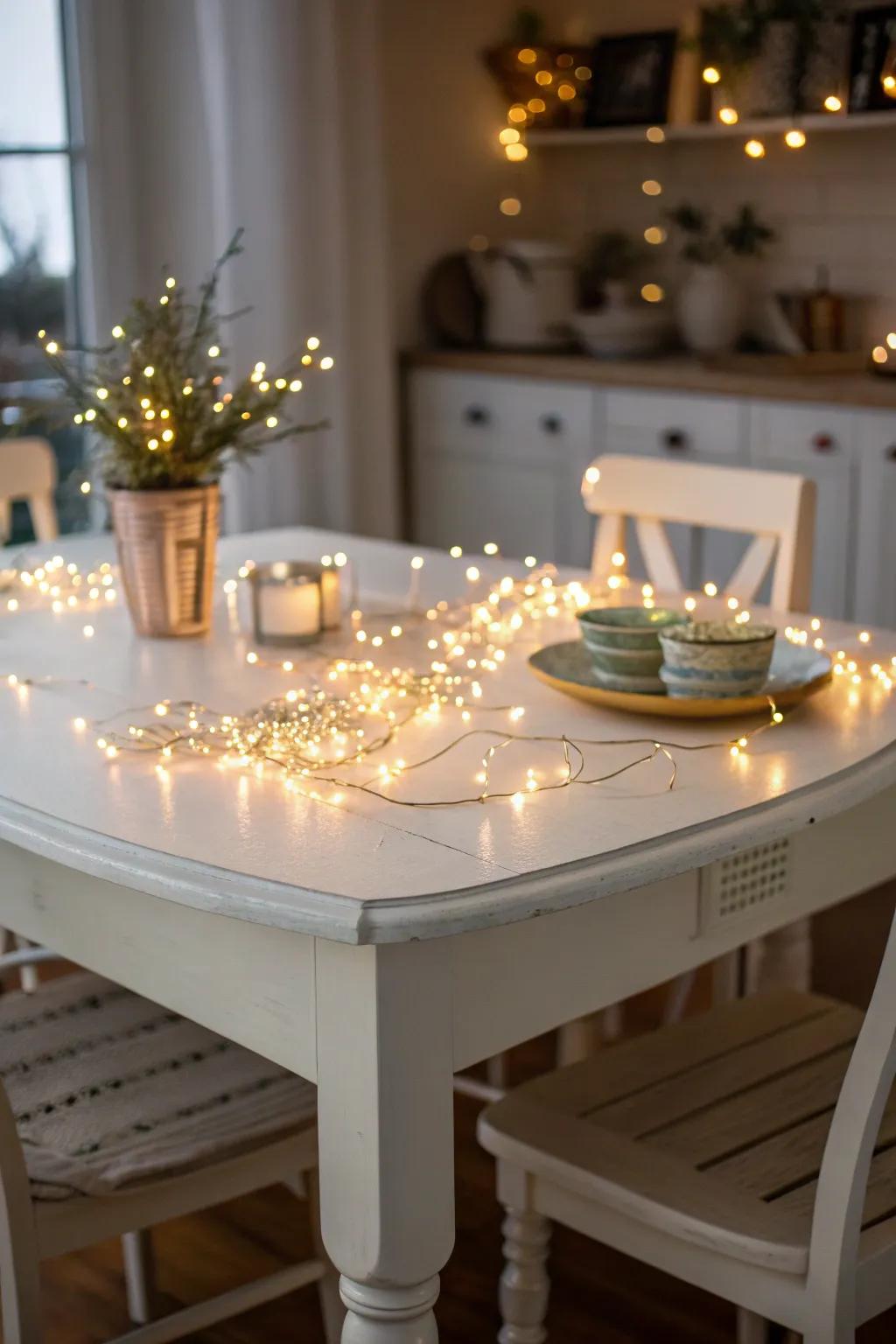 Fairy lights add a magical touch to your table setting.