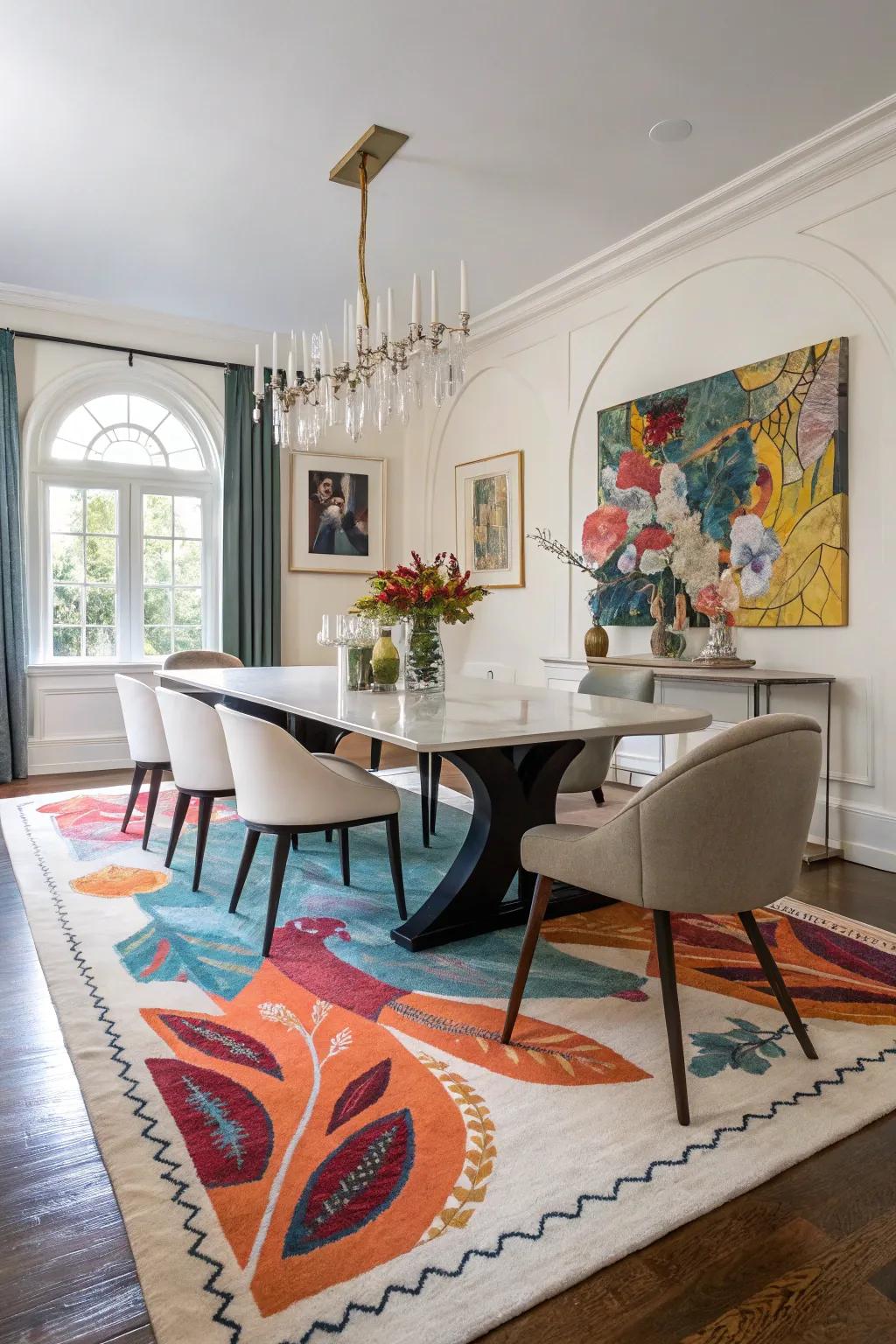 Add creativity with an abstract art rug.