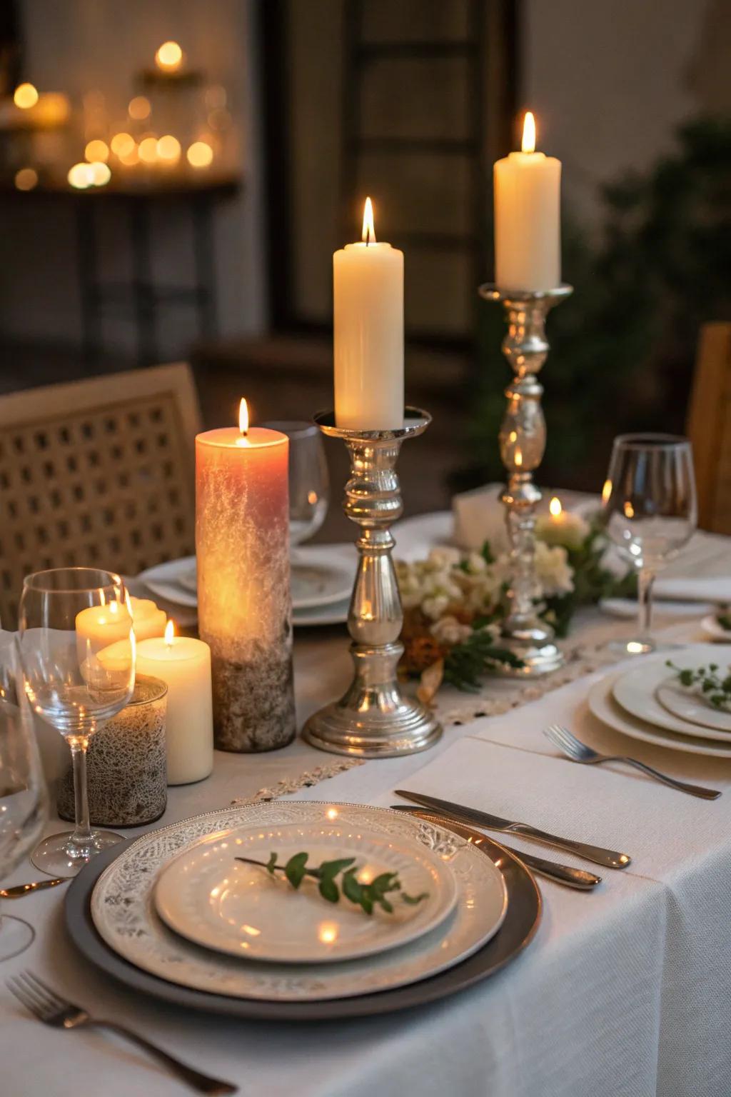 Wax lights bring warmth and a hint of romance to any dining setting.