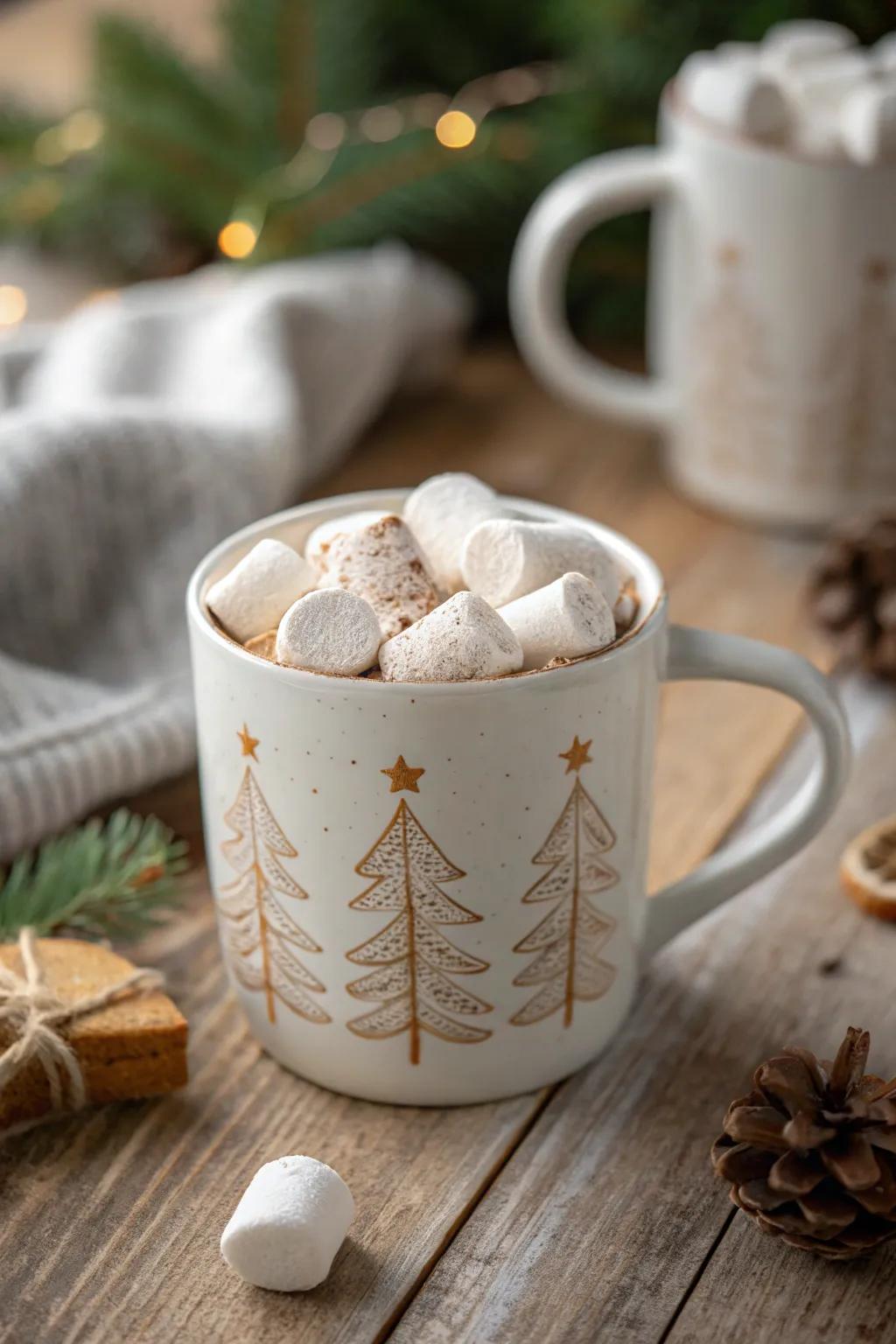 These charming faux meringue toppings give your holiday mugs a quirky touch.